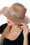 Metallic Chain Straw Fedora Rose Gold