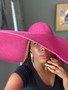 Big Straw Floppy Sun Hat Fuchsia