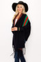 STRIPE SHAWL PONCHO BLACK