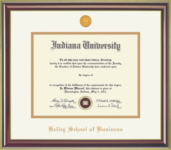 OFFICAL KELLEY SCHOOL OF BUSINESS DIPLOMA HOLDER WITH GOLD FRAME