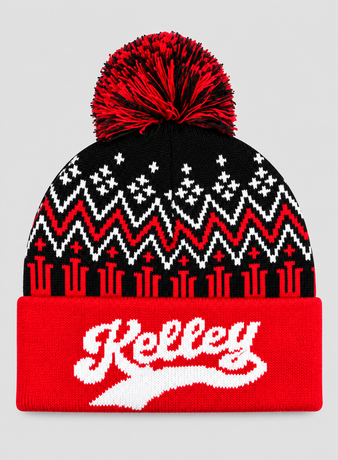 A classic Indiana University–inspired winter knit beanie featuring bold collegiate colors and a detailed Fair Isle-style pattern