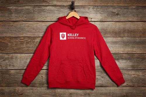 Red Kelley Logo Hoodie. Unisex