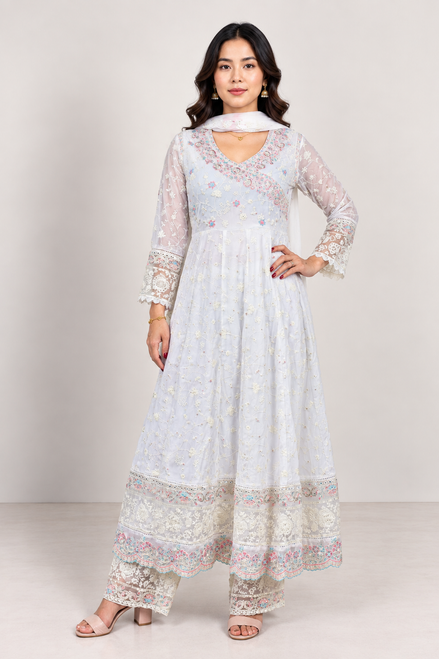 Lace Anarkali Kurtha Set
