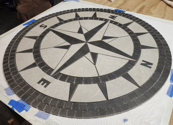 Handcrafted Porcelain Tile Classic Compass Rose Mosaic Medallion Made in USA 