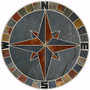 Rustic Mariner's Compass Rose Tile Mosaic Medallion Gray & Multicolor Natural Slate