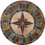 48-inch Natural Slate & Limestone Compass Rose Mosaic Medallion