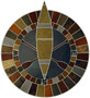 40-inch Slate & Limestone Canoe & Oars Compass Mosaic Medallion