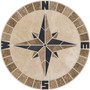 Tile Mosaic Medallion Natural Stone Mariners Compass Rose Travertine & Black Slate with NSEW