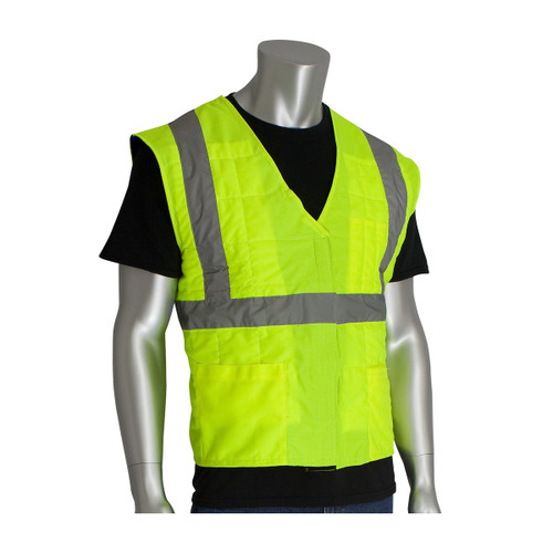 PIP® EZ-Cool® 390-EZ202-Y Evaporative High-Visibility Cooling Vest, L/XL, Polyester/Nylon, Lime Yellow - 390-EZ202-YL/XL
