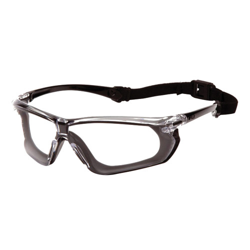 Pyramex® Crossovr™ SBG10610DT Scratch-Resistant Indirect Safety Glasses, Black/Gray Frame, Clear H2X Anti-Fog Lens - SBG10610DT