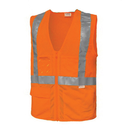 VEA VEA-508-ST ANSI Class 2 High-Visibility Safety Vest, M, Polyester Mesh, Orange - RAF508-ST-OR-MD