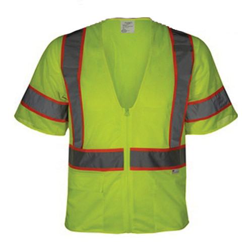 RAF-588-ET ANSI Class 3 Economy High-Visibility Safety Vest, M, Woven Polyester Mesh, Lime - RAF588-ET-LM-MD