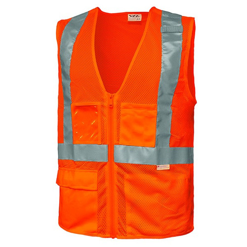Class 2 High-Visibility Safety Vest, 2X, Polyester Mesh, Orange