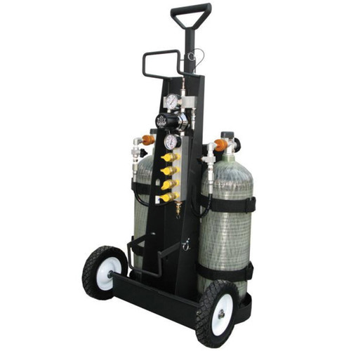 AIR MULTI-PAK� MP-2L Bottled Air Cylinder Cart, Steel, Black for 2216 psi Low Pressure Cylinders