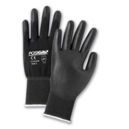 PosiGrip® 713SUCB/C Dipped Gloves, XL, Polyurethane, Black