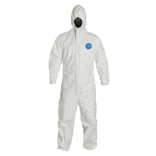 DuPont™ TY127SWH002500 Disposable Hooded Coverall, 3XL, Tyvek® 400, White