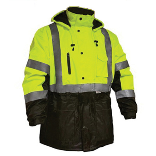 VEA® VEA-433-ST Waterproof High-Visibility Safety Jacket, M, Polyester, Fluorescent Lime/Black - RAF433-ST-LB-MD