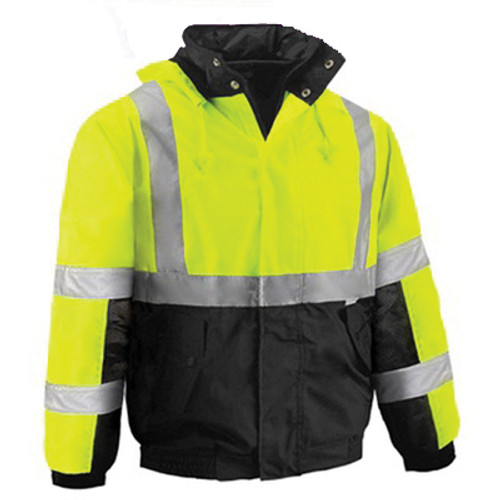 VEA® VEA-411-ST Waterproof High-Visibility Safety Jacket, XL, Polyester, Fluorescent Lime/Black - RAF411-ST-LB-XL
