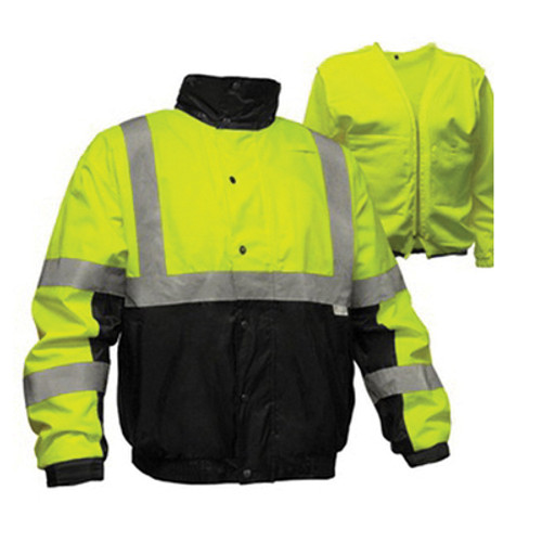 VEA® VEA-412-ST Waterproof High-Visibility Safety Jacket, L, Polyester, Fluorescent Lime/Black - RAF412-ST-LB-LG