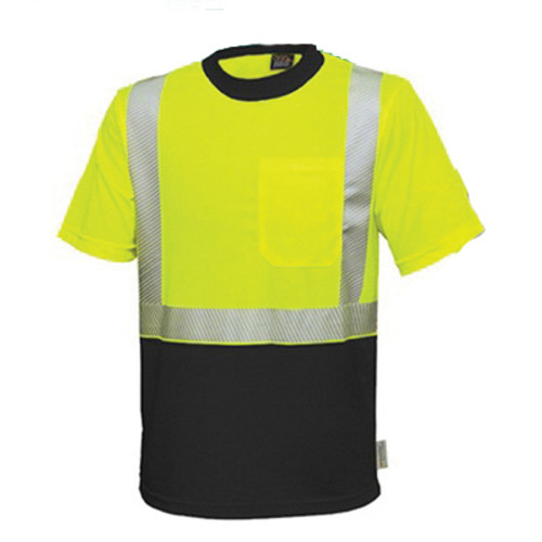 VEA® VEA-102-CT ANSI Class 2 High-Visibility Safety Shirt, L, Polyester, Fluorescent Lime/Black - RAF102-CT-LB-LG