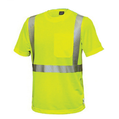 ANSI Class 2 Compliant Safety Shirt - Lime Micro Mesh with Pocket & Comfort Trim by 3MTM (Large)