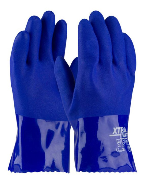 XtraTuff™ Oil Resistant PVC Glove with Seamless Liner and Rough Coating - 10" Size Large
