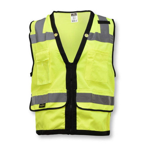 Class 2 Heavy Duty Surveyor Safety Vest with Zipper - Green, 4X