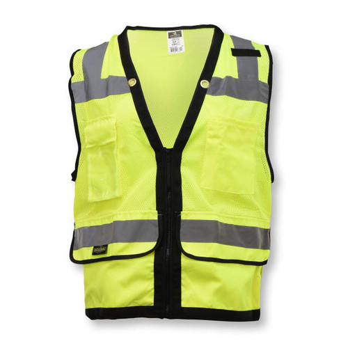 Class 2 Heavy Duty Surveyor Safety Vest with Zipper - Green, L