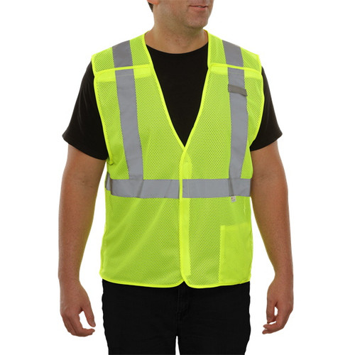 Hi-Vis Lime Economy Safety Vest, 5pt Breakaway, ANSI 2 -  XL