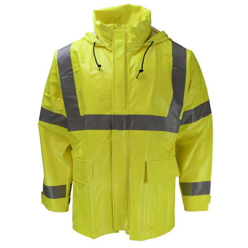 Dura Arc II Jacket w/ tuck-away hood, Lime, Type R Class 3 Vented Nomex Mesh Back, Size Large