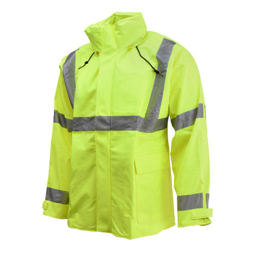 Flex Arc Jacket w/ tuck-away hood, Lime, Type R Class 3 Vented Nomex Mesh Back, Size Large