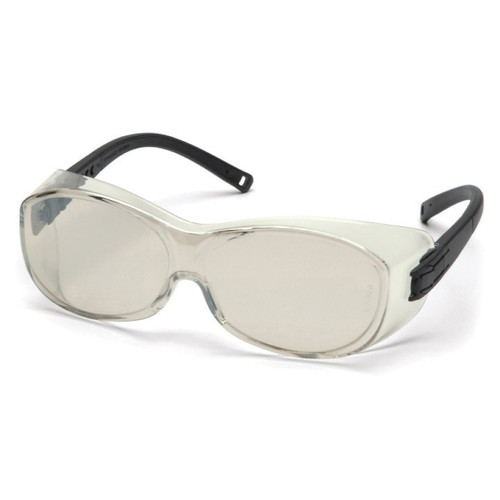 Pyramex® OTS® S3580SJ Scratch-Resistant OTG Safety Glasses, Universal, Black Frame, I/O Mirror Lens