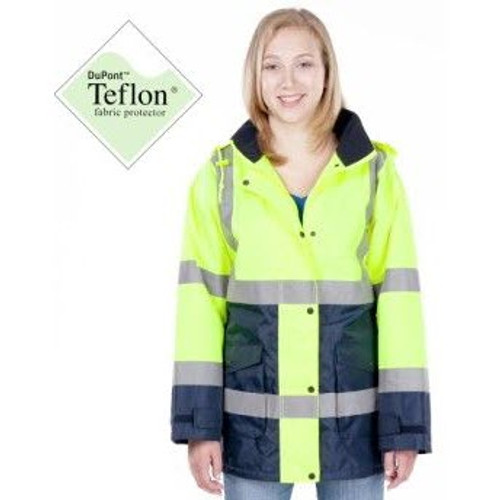 High-Visibility Ladies Jacket, Lime/Navy, Class 2, L