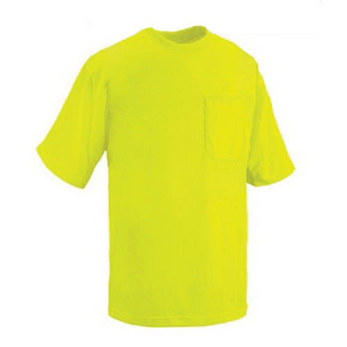Safety Shirt: Hi Vis Pocket Shirt: Lime Birdseye Knit: Non-ANSI, Lime-4XL - VEA100B-LME-4XL