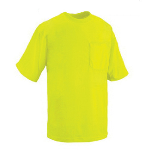 Safety Shirt: Hi Vis Pocket Shirt: Lime Birdseye Knit: Non-ANSI, Lime-5XL - VEA100B-LME-5XL