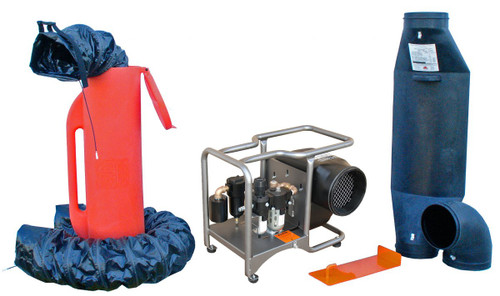 AIR® SVB-A8CUP Pneumatic Confined Space Blower Kit, Axial, 8 in Duct Dia, Powder Coated Steel, 3000 cfm