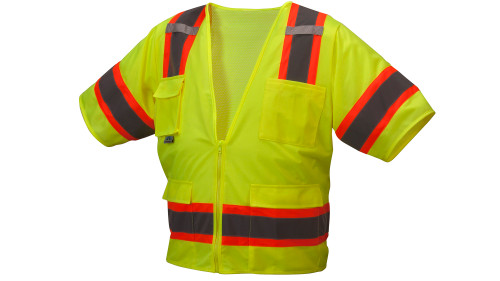 RVZ3410XL Safety Vest - Hi-Vis Lime - Size Extra Large