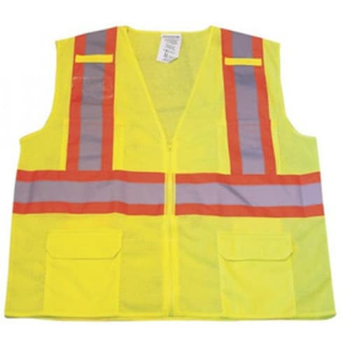 Ironwear® 1287FR-LZ-RD ANSI Class 2 Self-Extinguishing Flame-Retardant High-Visibility Safety Vest, XL, Polyester Mesh, Lime - 1287FR-LZ-RD-XL
