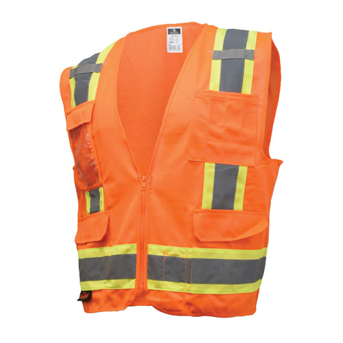 Radians® SV6O ANSI Class 2 2-Tone High-Visibility Surveyor Safety Vest, S, 100% Polyester Mesh, Orange