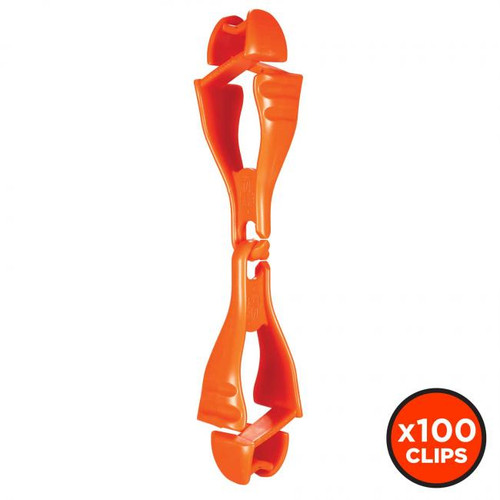 Squids 3400-BULK Glove Clip - Dual Clip Mount - 100 Pack - Orange