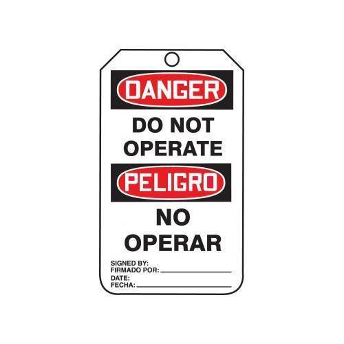 Bilingual OSHA Danger Safety Tag Do Not Operate