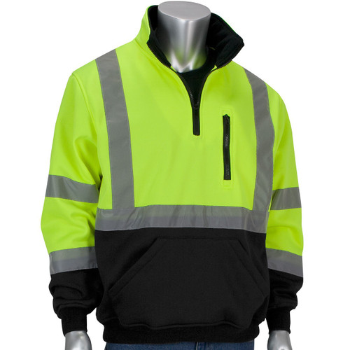 PIP 323-1330B Type R Class 3 Quarter Zip Pullover Safety Sweatshirt - Yellow/Lime - 2X