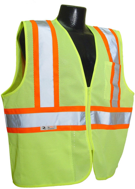 Radians® SV22-2 ANSI Class 2 2-Tone Economy High-Visibility Safety Vest, S, 100% Polyester Mesh, Green - SV22-2ZGM-S