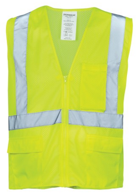 Ironwear® 1284-LZ Class 2 Hi-Vis Lime Reflective Safety Vest - 5XL