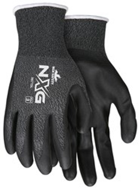 MCR Safety NXG® Work Gloves, 15 Gauge Salt and Pepper Nylon Shell, Black Nitrile Foam Palm and Fingertips - XXL