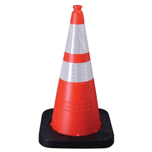 Enviro-Cone® Traffic 28" Cone, 4" & 6" Reflective Collar, Black Base, 10 lbs - 1602810RCVC