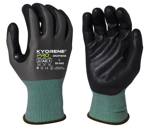Armor Guys Kyorene 00-842 Geen/Black Graphene Cut-Resistant Gloves, ANSI A4, Nitrile Foam Palm and Fingers Coating - XL