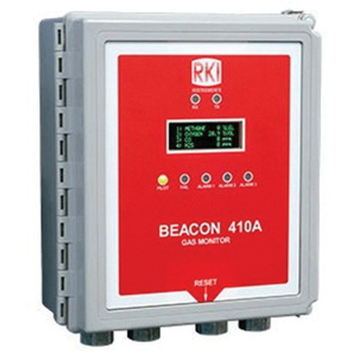 RKI Beacon 410A 4-Channel Wall Mount Controller, 0 to 100% LEL, 0 to 25% O2, 0 to 1% CO2