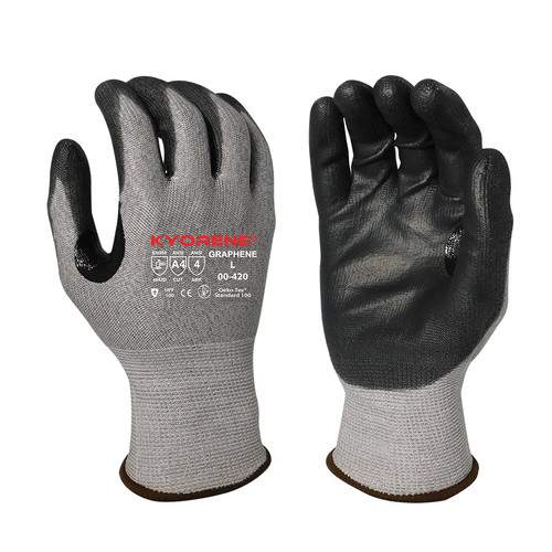 Armor Guys Kyorene® 00-420 Reinforced Thumb Crotch Cut-Resistant Gloves, Graphene, Gray/Black - L