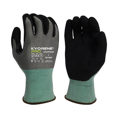 Armor Guys Kyorene® Pro 00-840 Reinforced Thumb Crotch Cut-Resistant Gloves, Graphene, Gray/Black - S